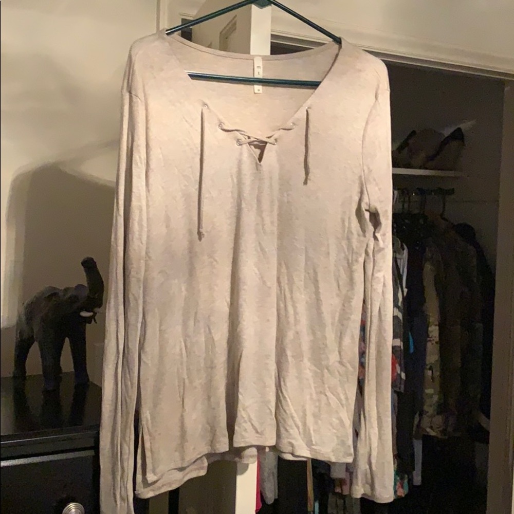 Lace up oatmeal colored tunic